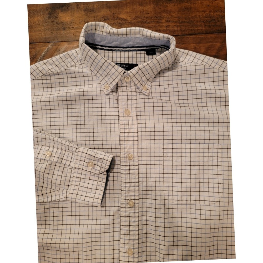 Cremieux Classics Shirt Mens XL White Blue‎ Windowpane Check Button Down EUC
